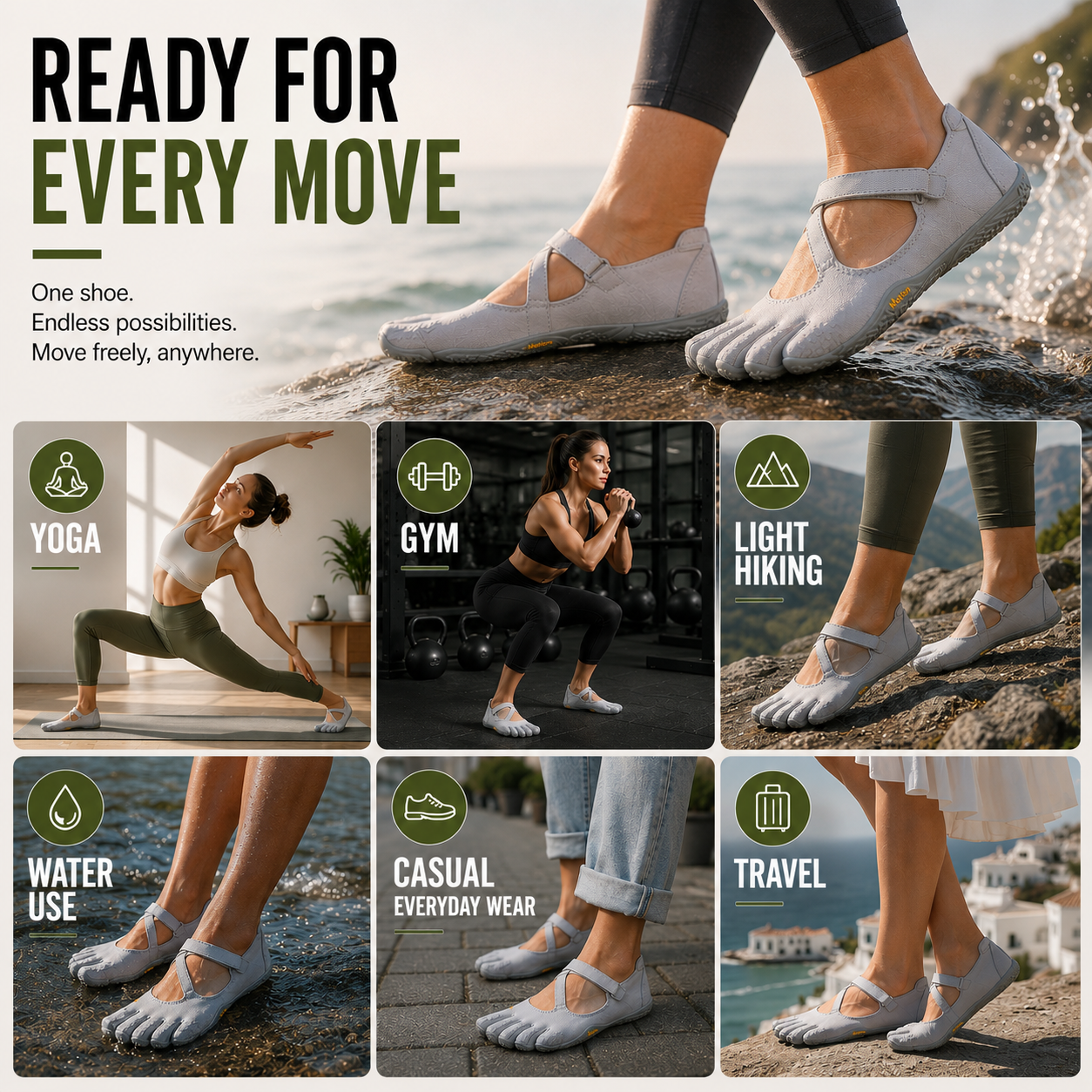 Celrien | Toevara Five-Toe Minimalist Flat Shoe