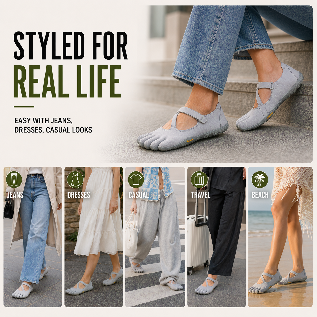 Celrien | Toevara Five-Toe Minimalist Flat Shoe