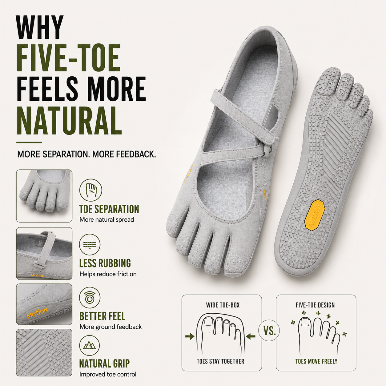 Celrien | Toevara Five-Toe Minimalist Flat Shoe