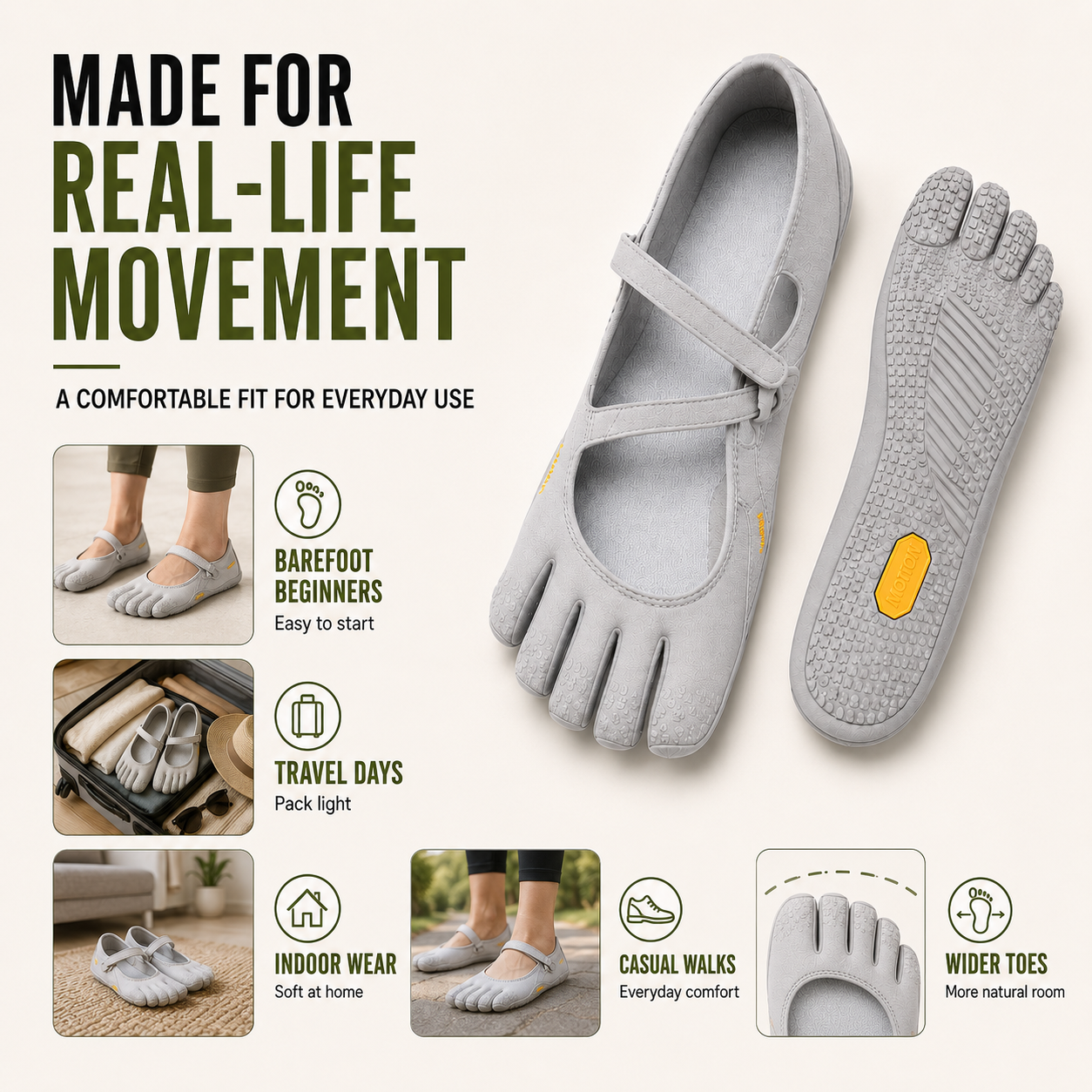 Celrien | Toevara Five-Toe Minimalist Flat Shoe