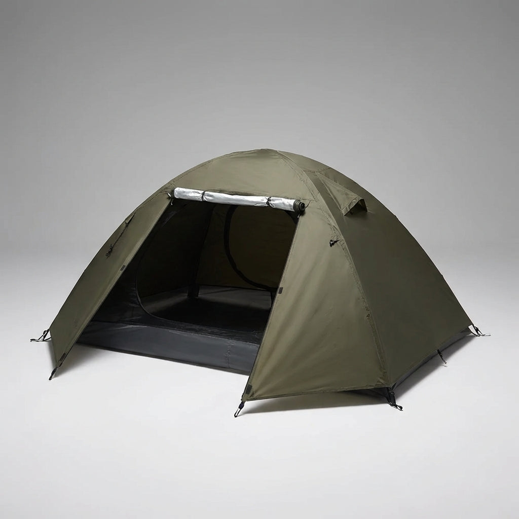 Lightweight two-person dome tent with waterproof rain fly and sun protection