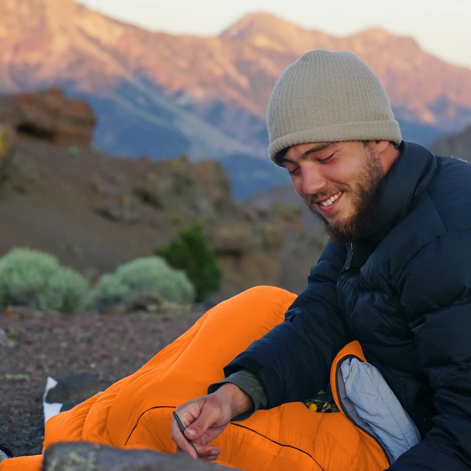 Ultralight envelope sleeping bag with compact carry pouch for camping and hiking