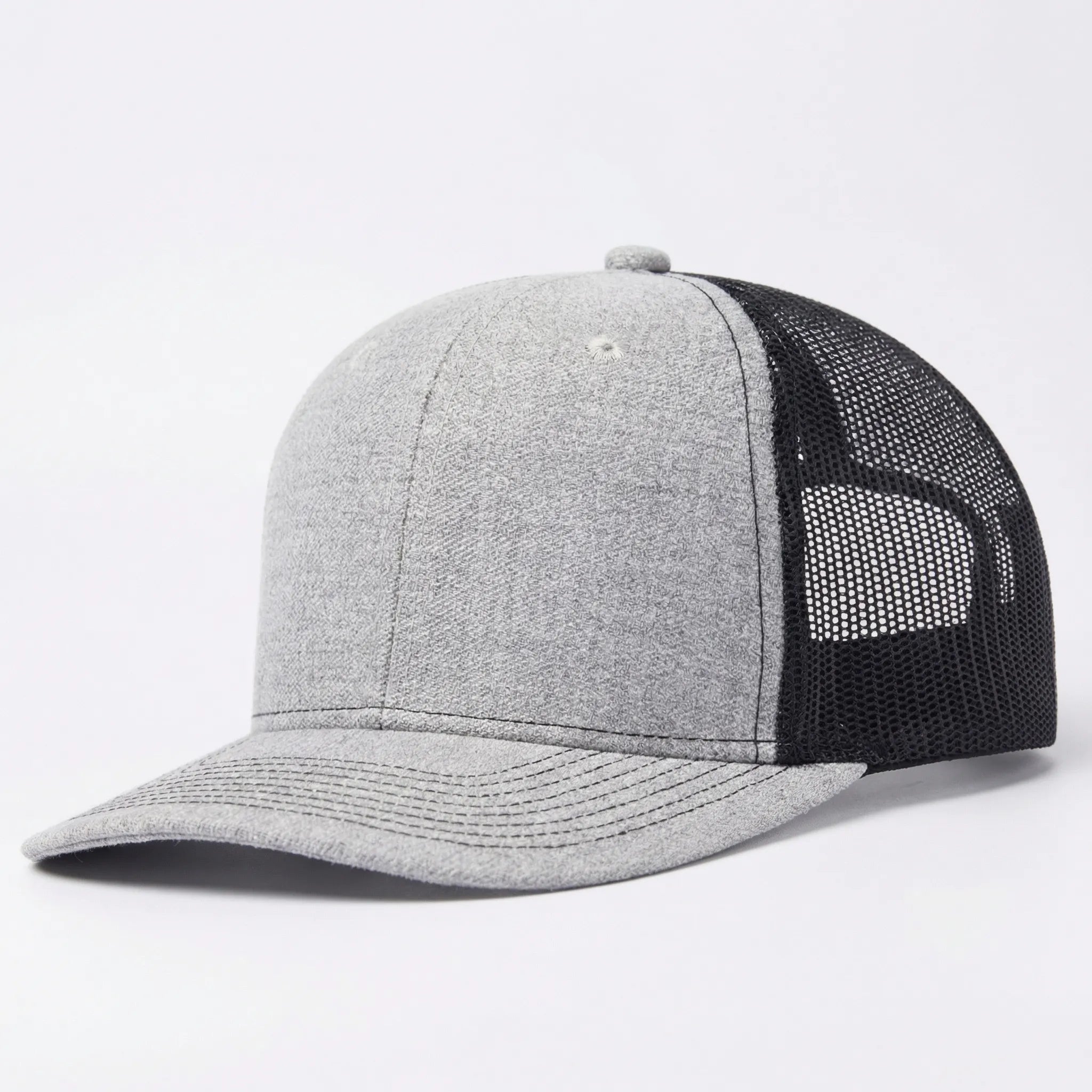 Unisex trucker cap with curved brim and breathable mesh back panel