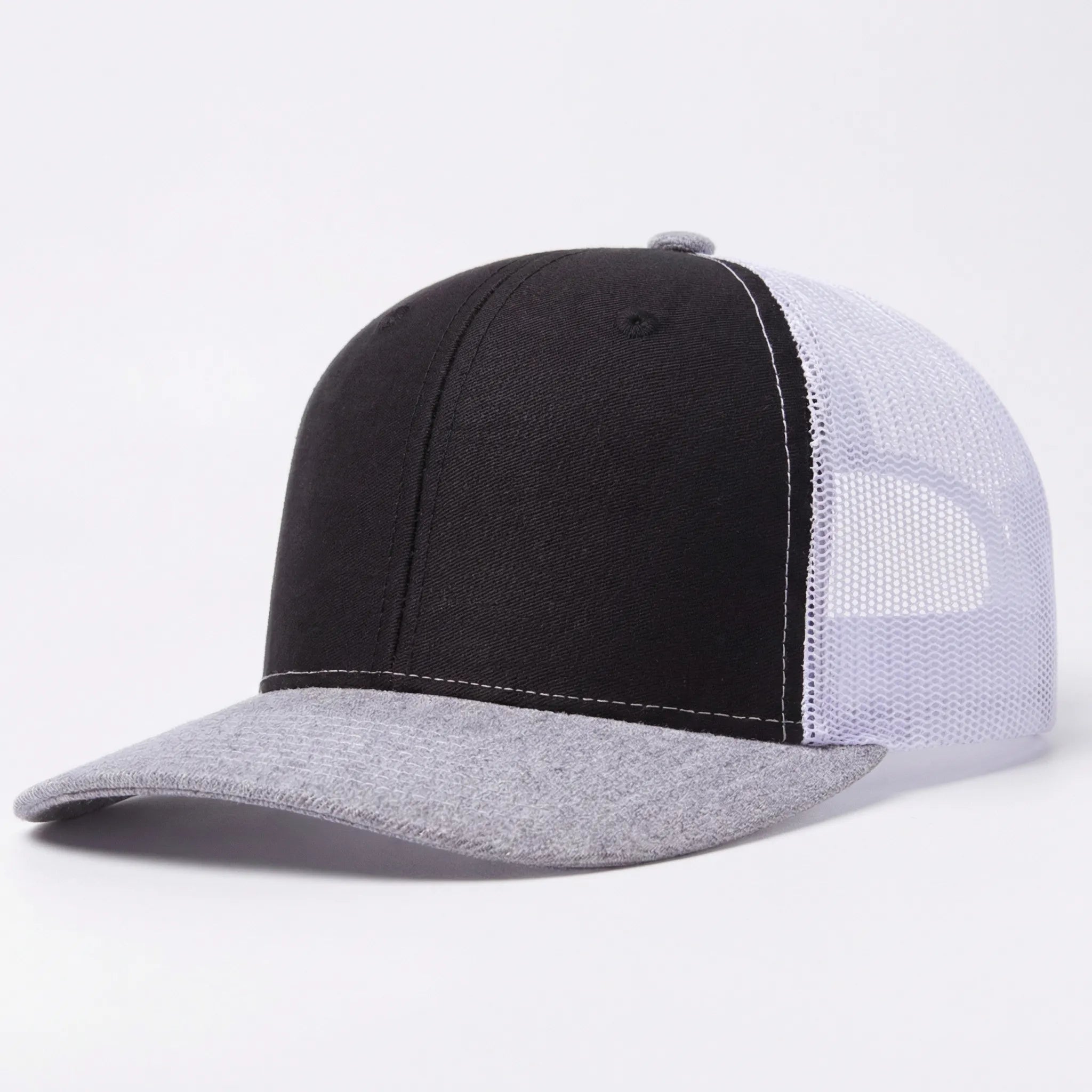 Unisex trucker cap with curved brim and breathable mesh back panel
