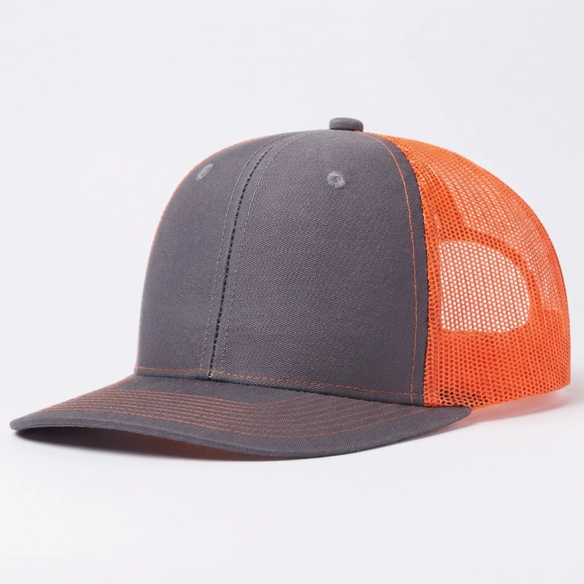 Unisex trucker cap with curved brim and breathable mesh back panel