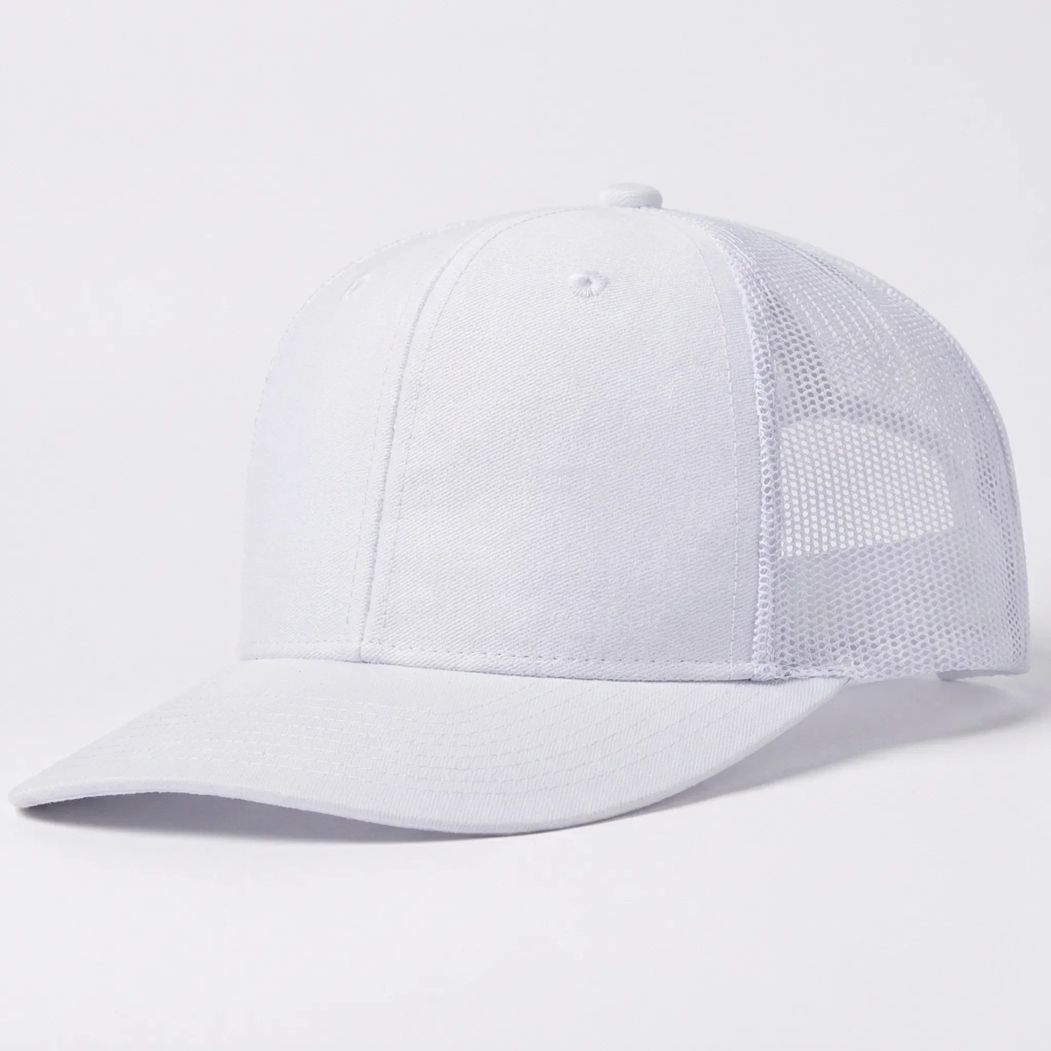Unisex trucker cap with curved brim and breathable mesh back panel