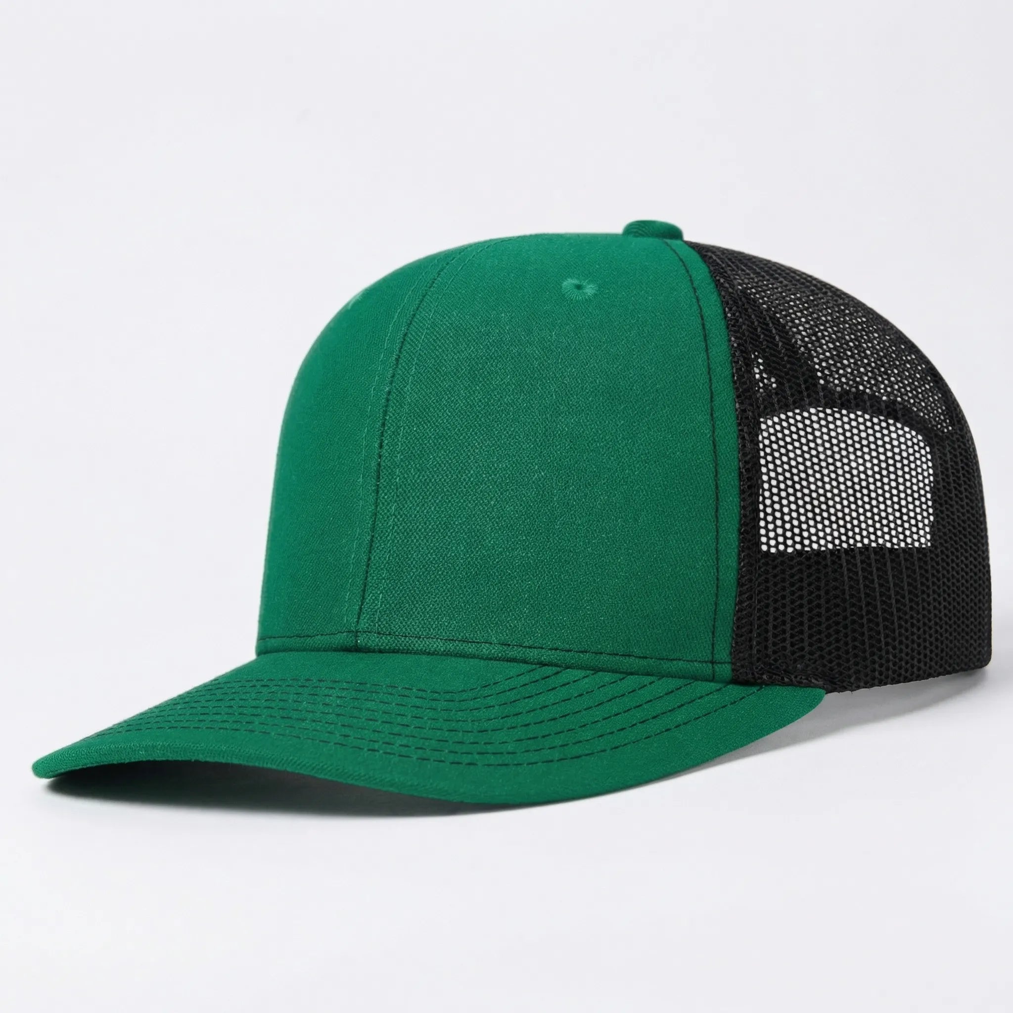 Unisex trucker cap with curved brim and breathable mesh back panel