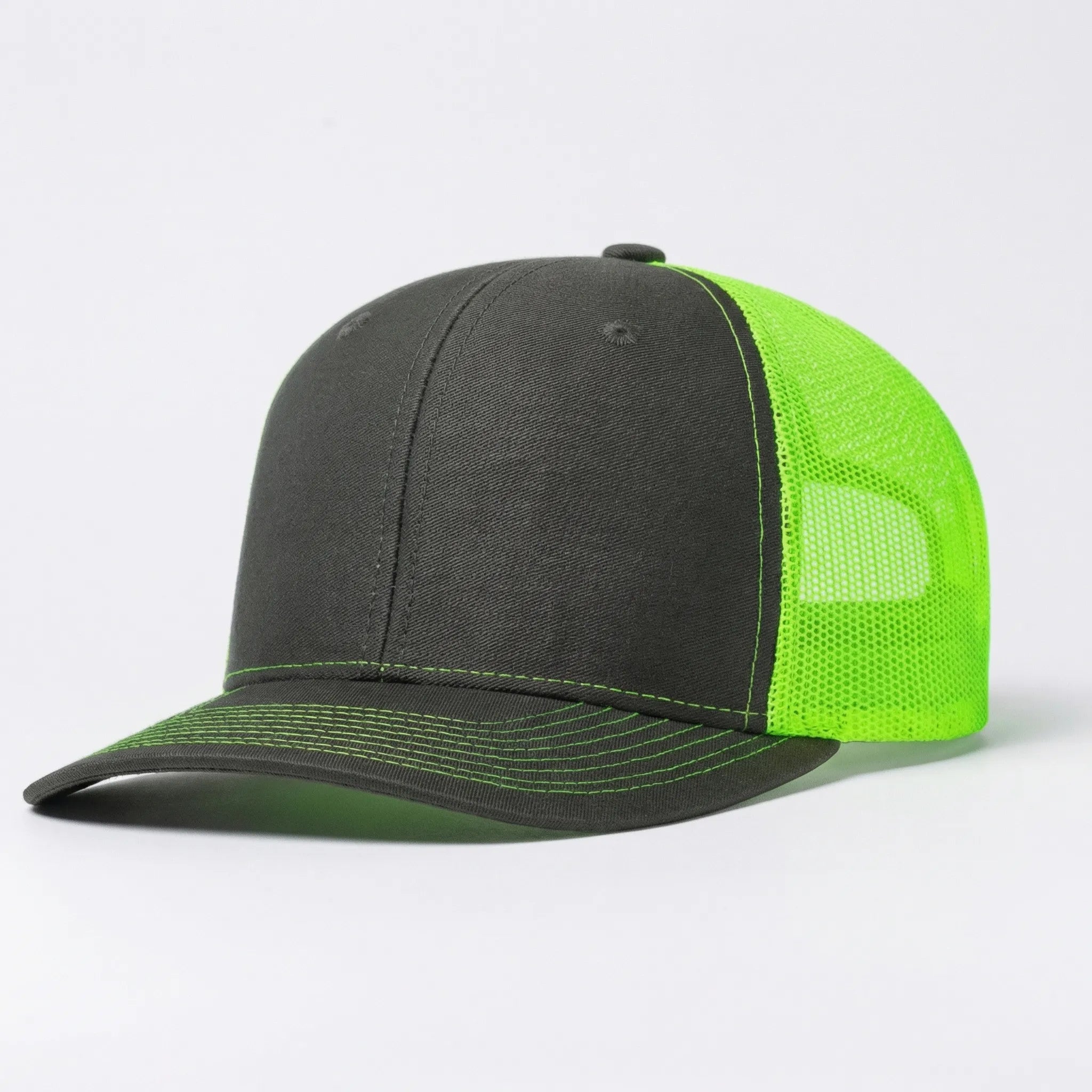 Unisex trucker cap with curved brim and breathable mesh back panel
