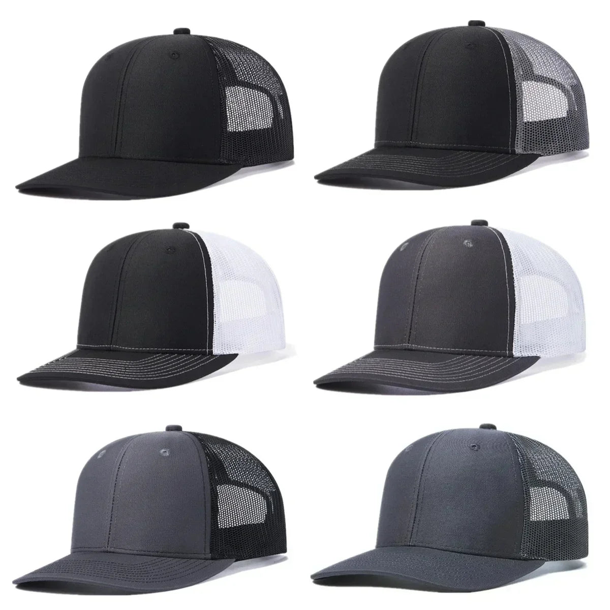 Unisex trucker cap with curved brim and breathable mesh back panel