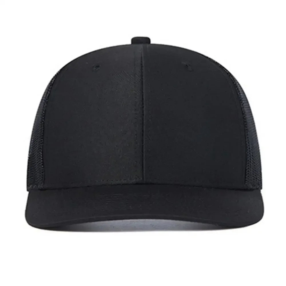 Unisex trucker cap with curved brim and breathable mesh back panel