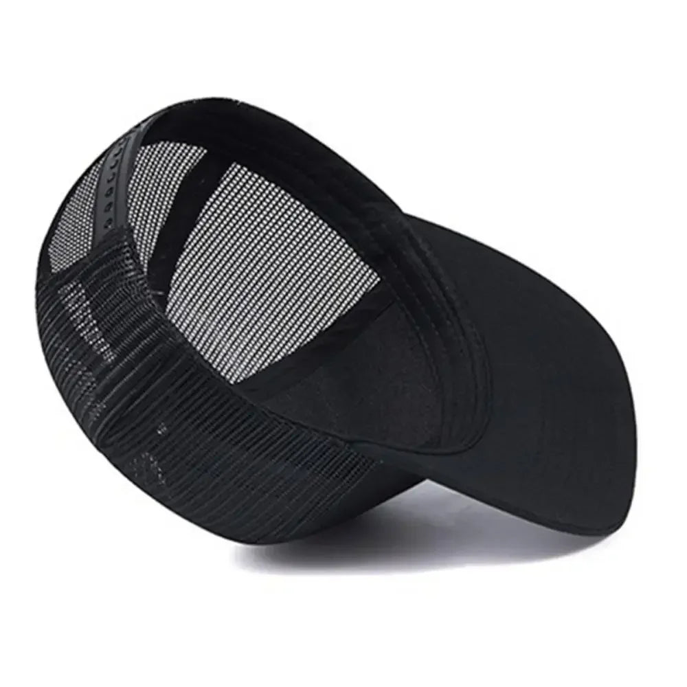 Unisex trucker cap with curved brim and breathable mesh back panel