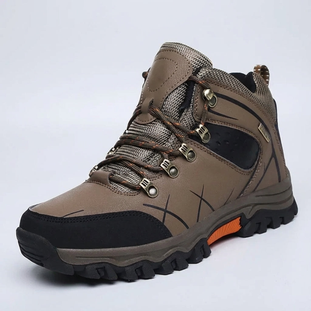 Men's waterproof winter snow boots with ankle support and warm plush lining