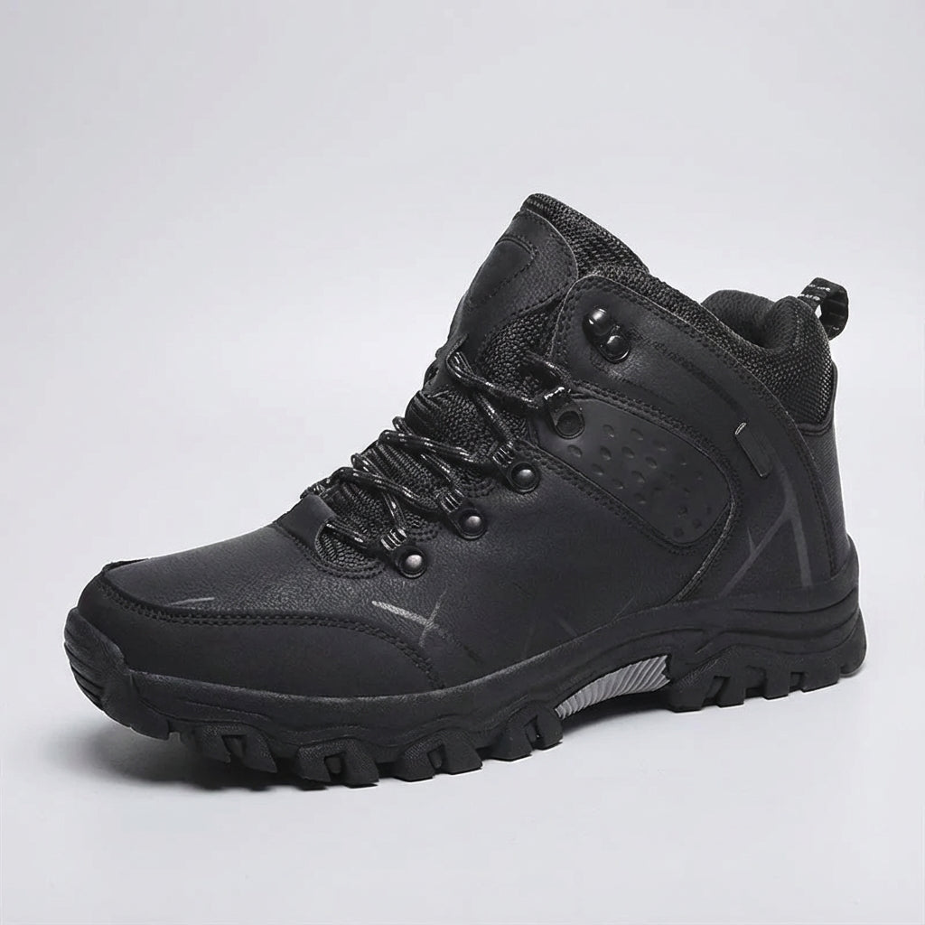 Men's waterproof winter snow boots with ankle support and warm plush lining