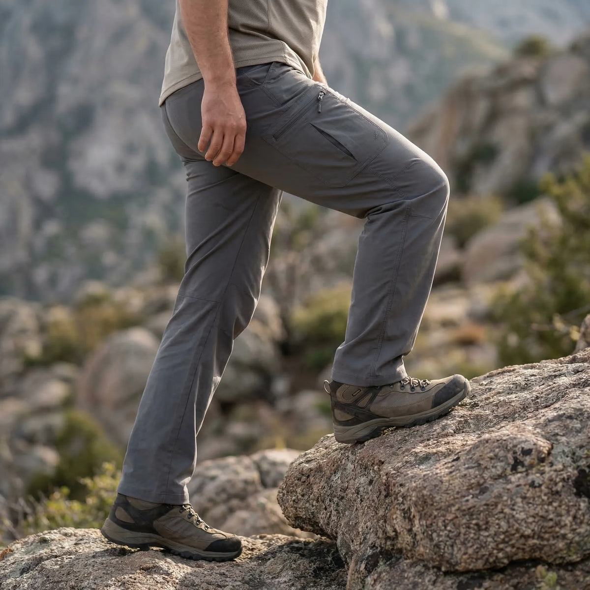 Men's hiking pants with four-way stretch cargo pockets quick-drying
