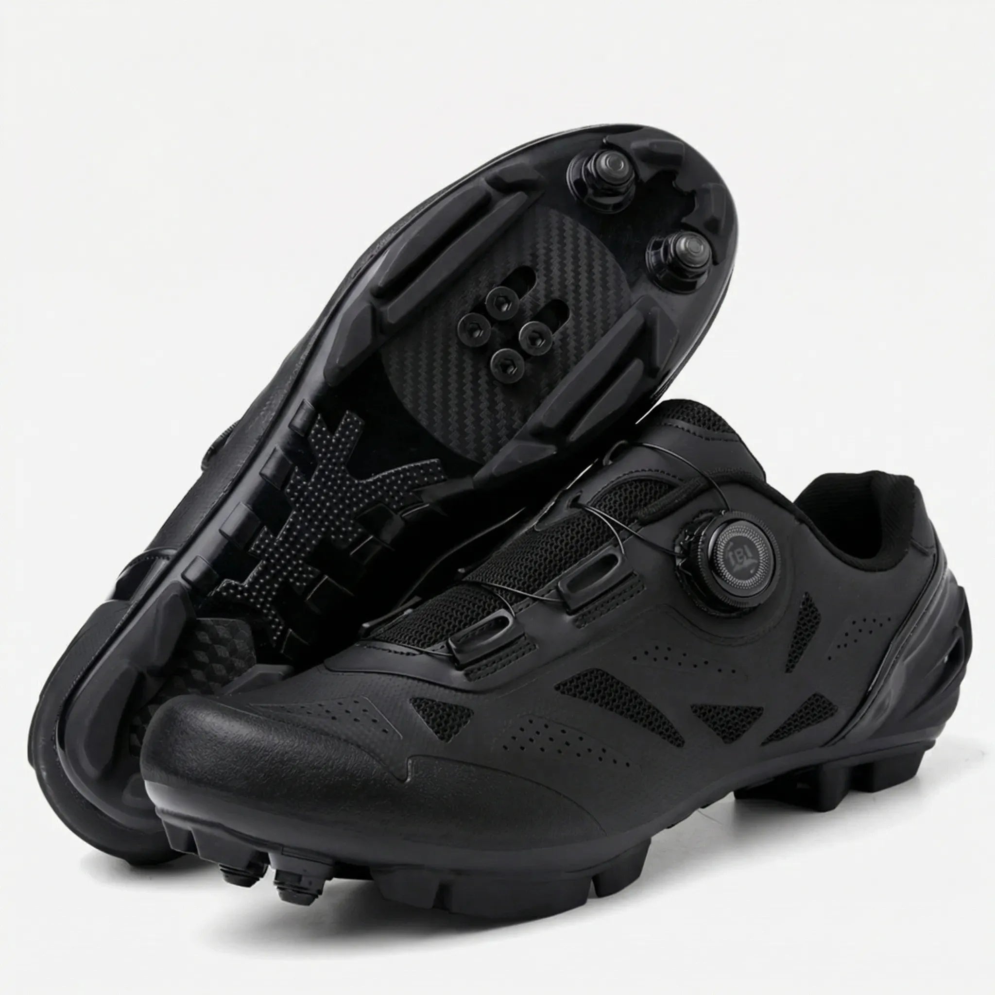 MTB cycling shoes with rotary dial closure and SPD cleat compatibility