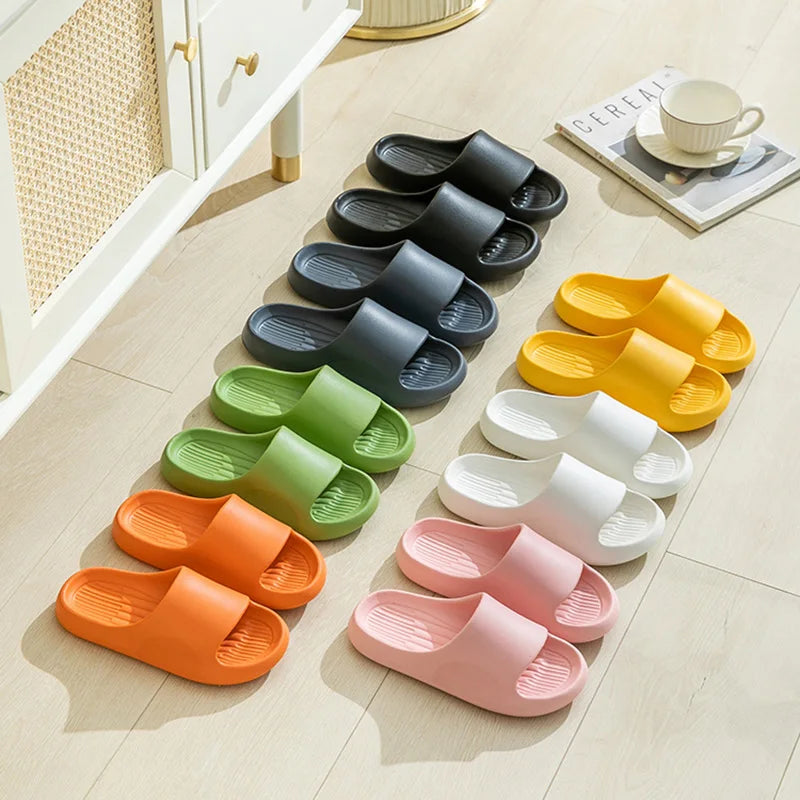 Chunky clog slippers with thick platform sole, open toe design, structured footbed