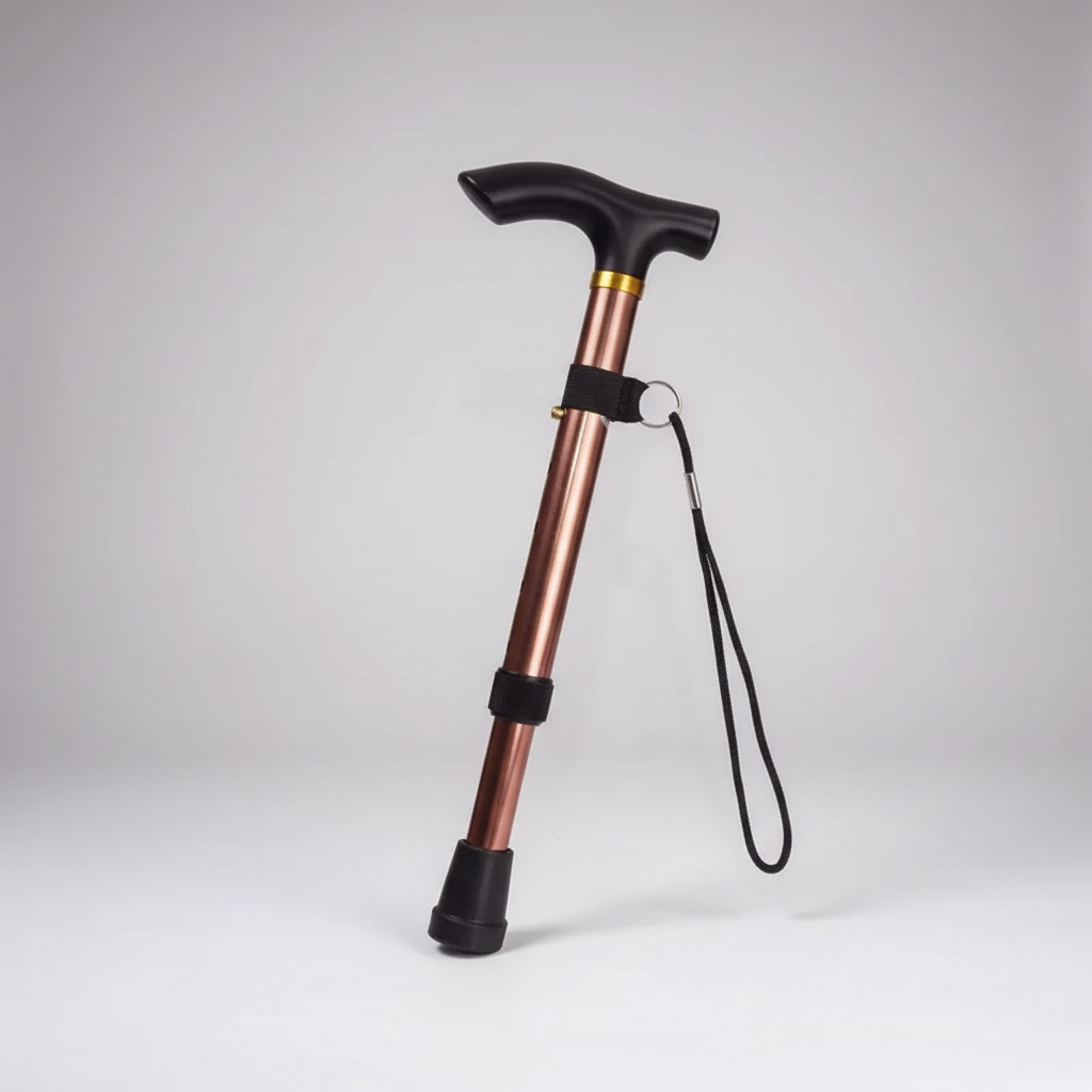Five section folding trekking pole with aluminum construction and straight grip