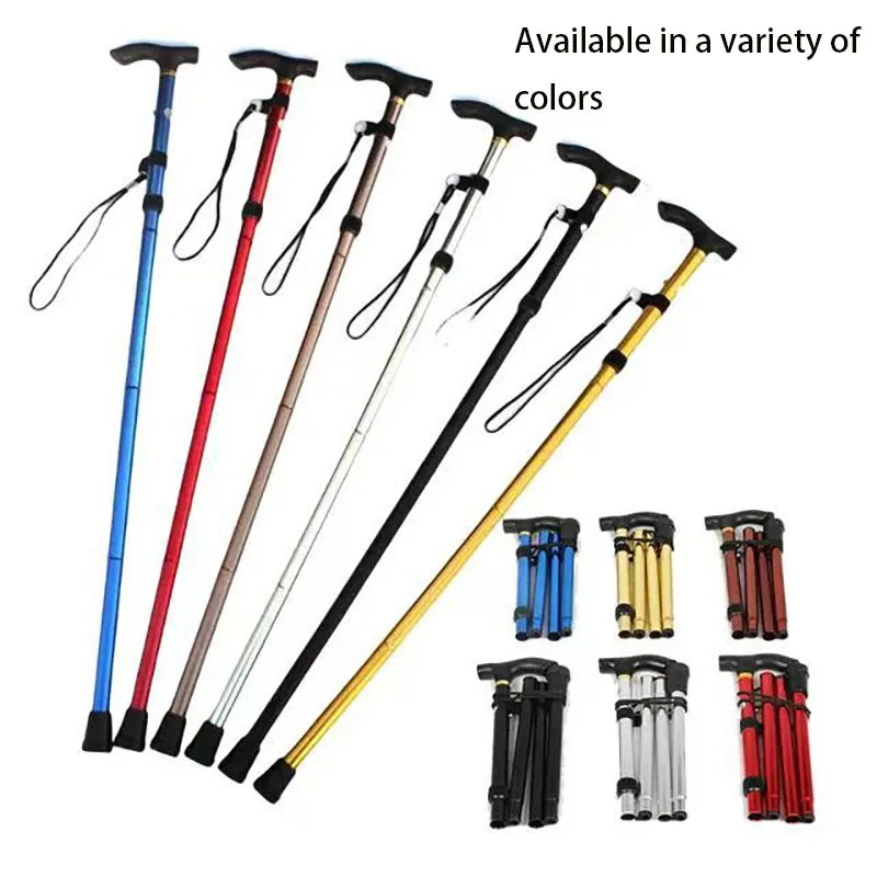 Five section folding trekking pole with aluminum construction and straight grip