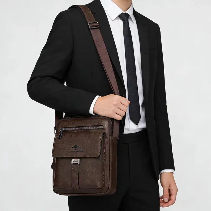 Compact men's crossbody bag with zip and multiple compartments