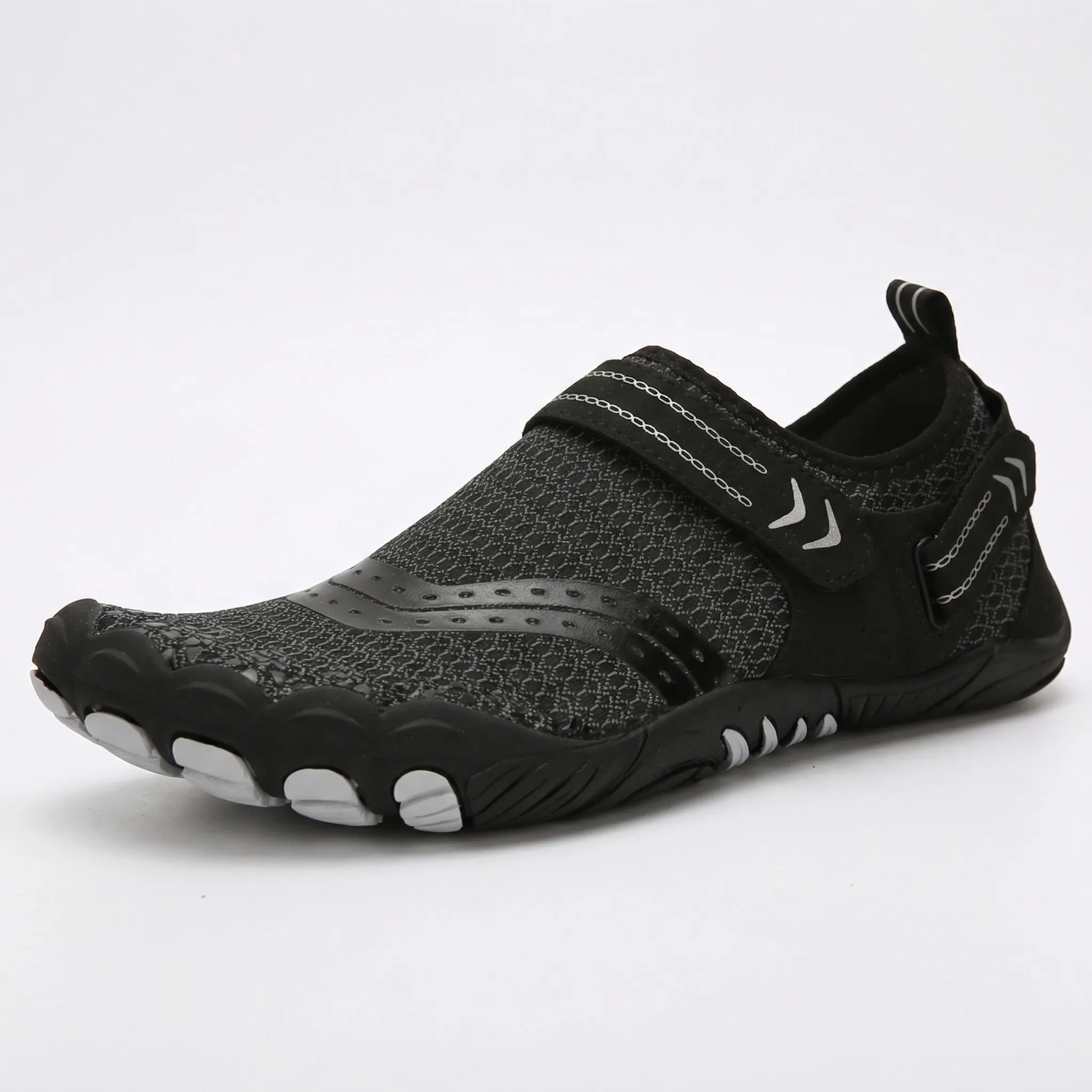 Unisex water shoes with breathable mesh upper and non-slip treaded sole