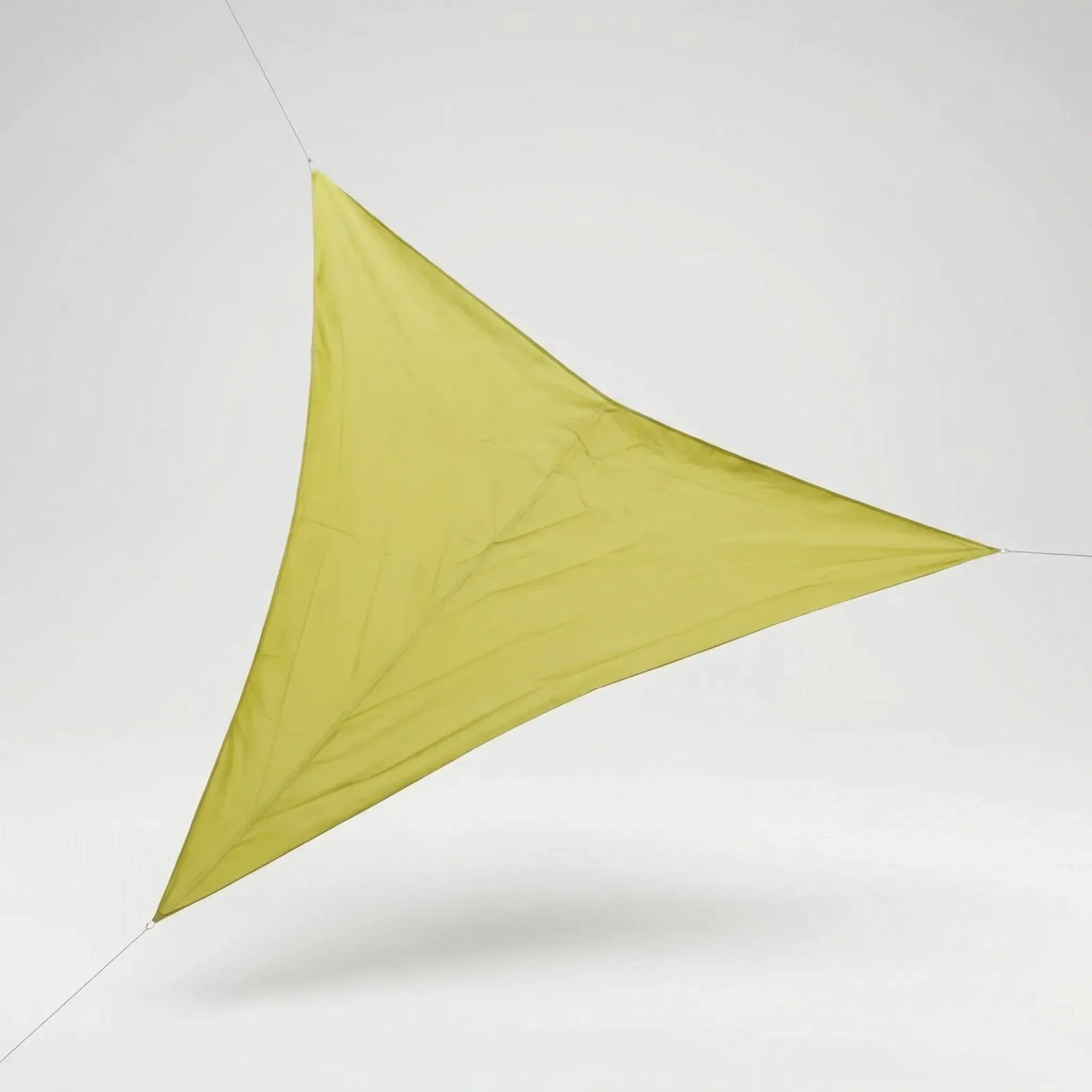 Triangular folding shade sail with reinforced corners for patio and campsite coverage