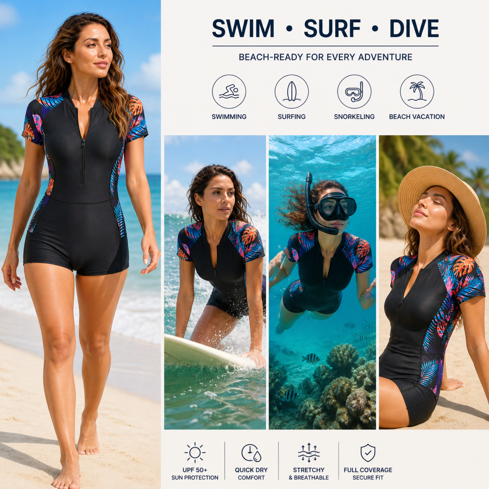 Celrien | Tropiflow Short Sleeve One Piece Suit