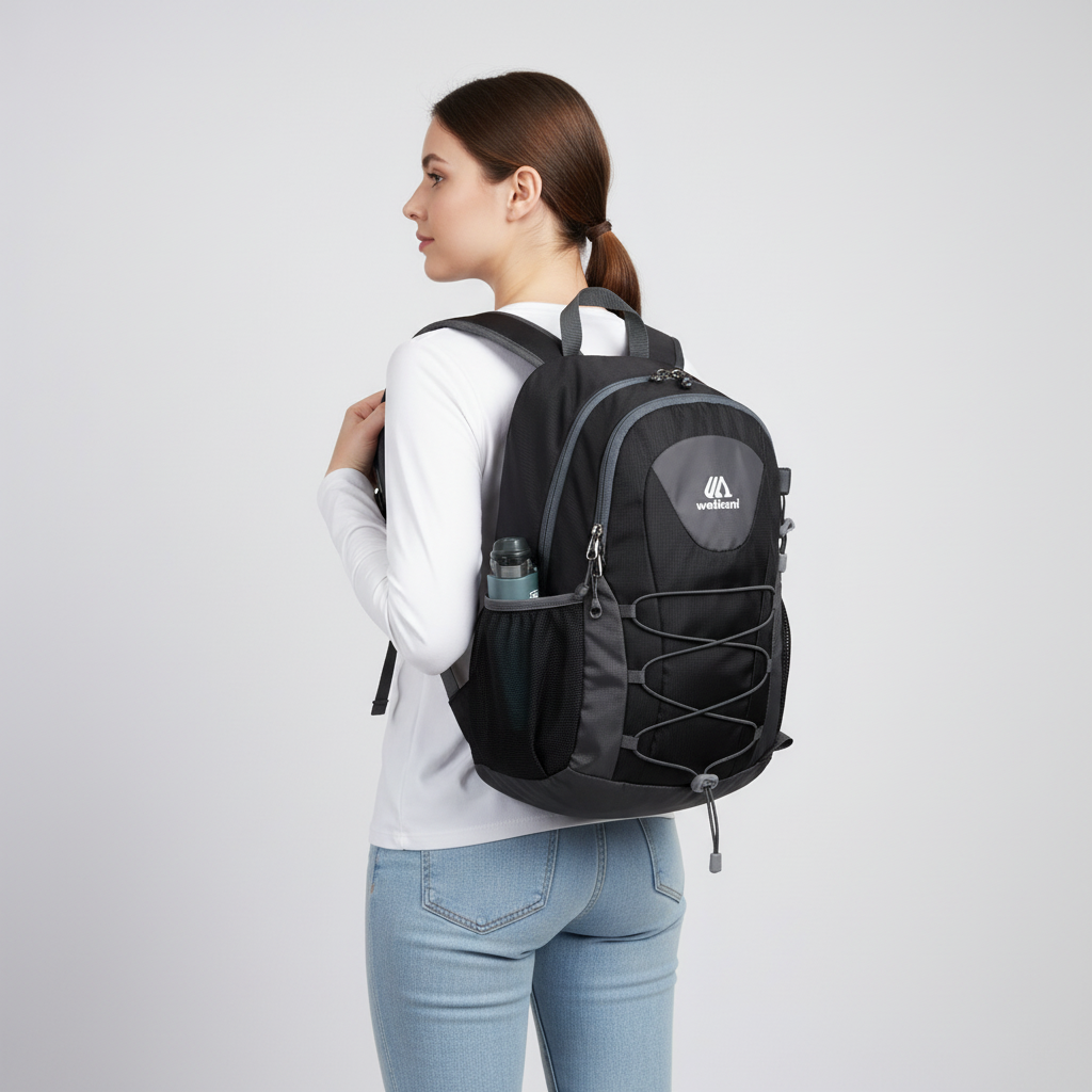 Ultralight day pack backpack with bungee storage system