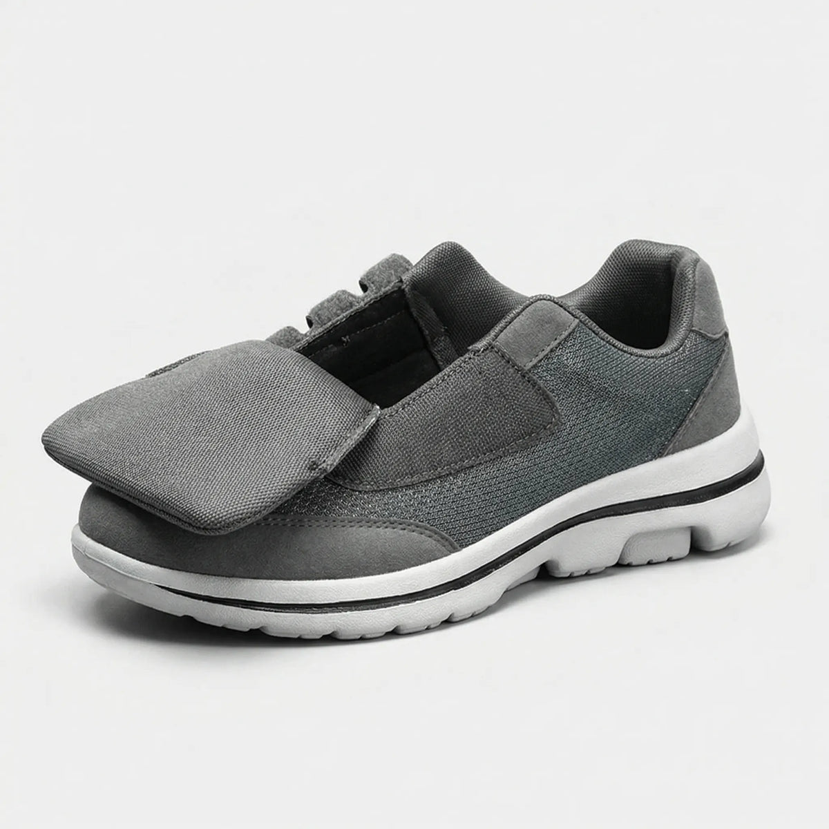 Orthopedic shoes with wide toe box and fully opening upper for easy on and off