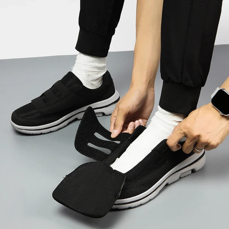 Orthopedic shoes with wide toe box and fully opening upper for easy on and off