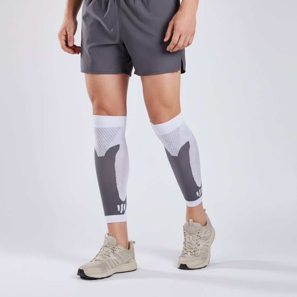 Compression calf sleeves with graduated support and breathable fabric