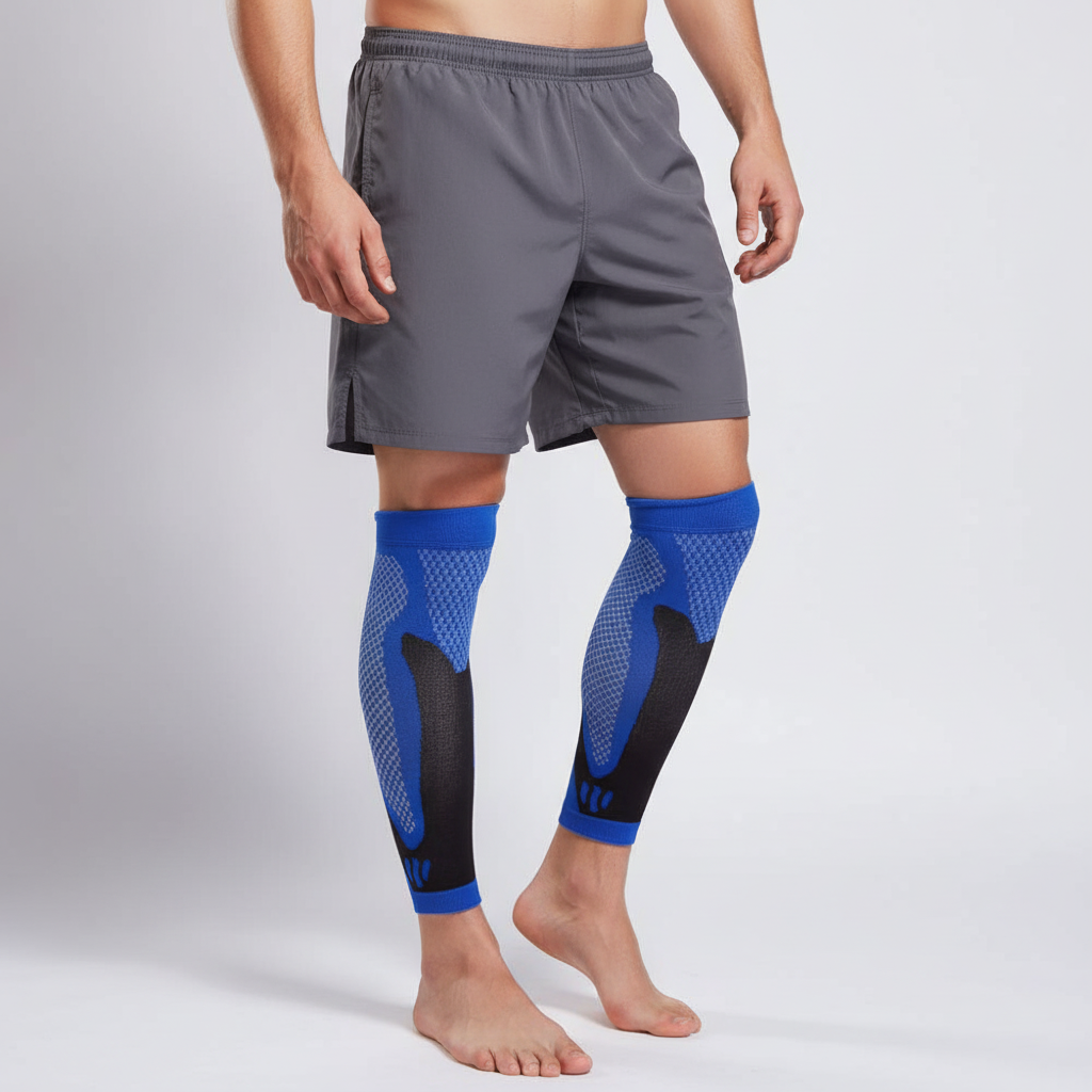 Compression calf sleeves with graduated support and breathable fabric