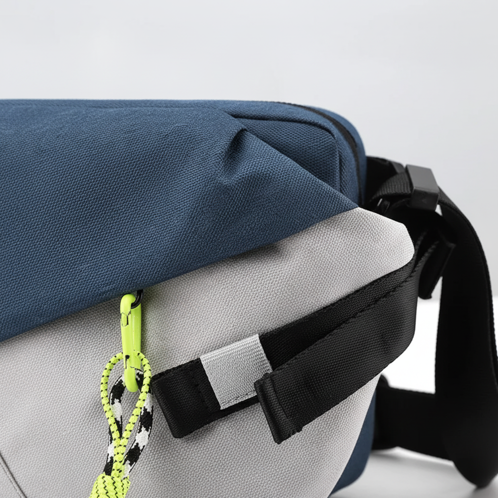 Unisex nylon crossbody bag with adjustable strap and organized compartments