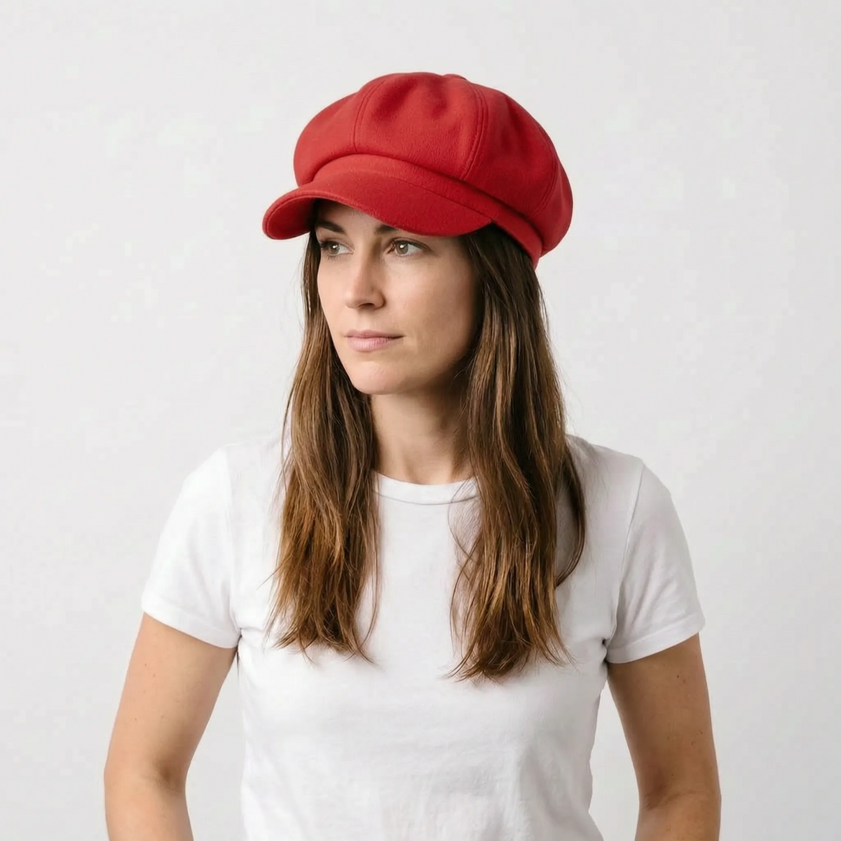 Classic beret with visor and dense woven material for cool weather