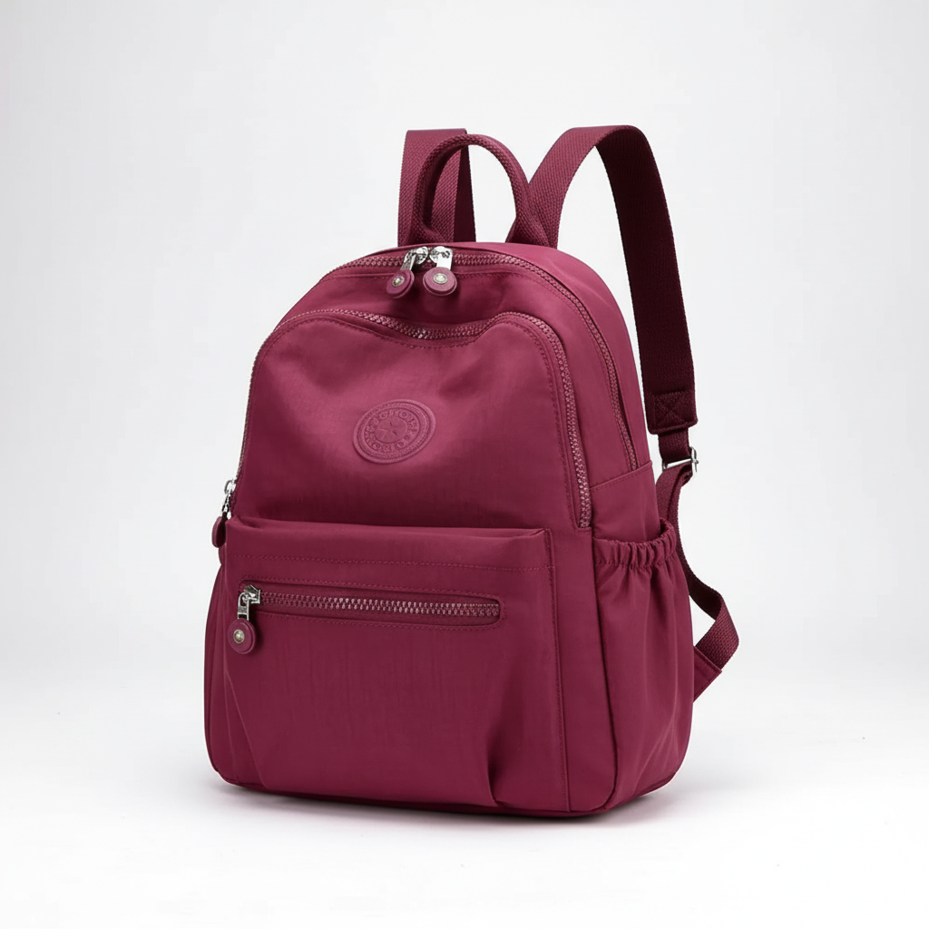 Compact mini backpack with anti-theft design and water-resistant fabric