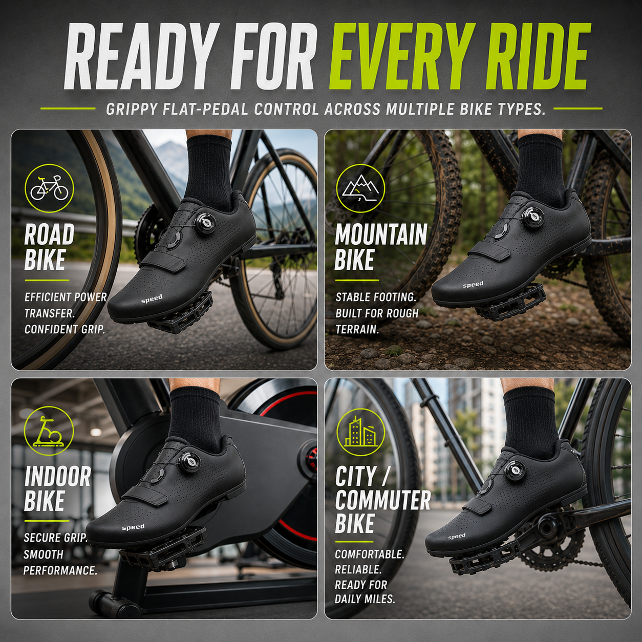 Celrien | Velodrix Cleat-Free Flat Pedal Cycling Shoe