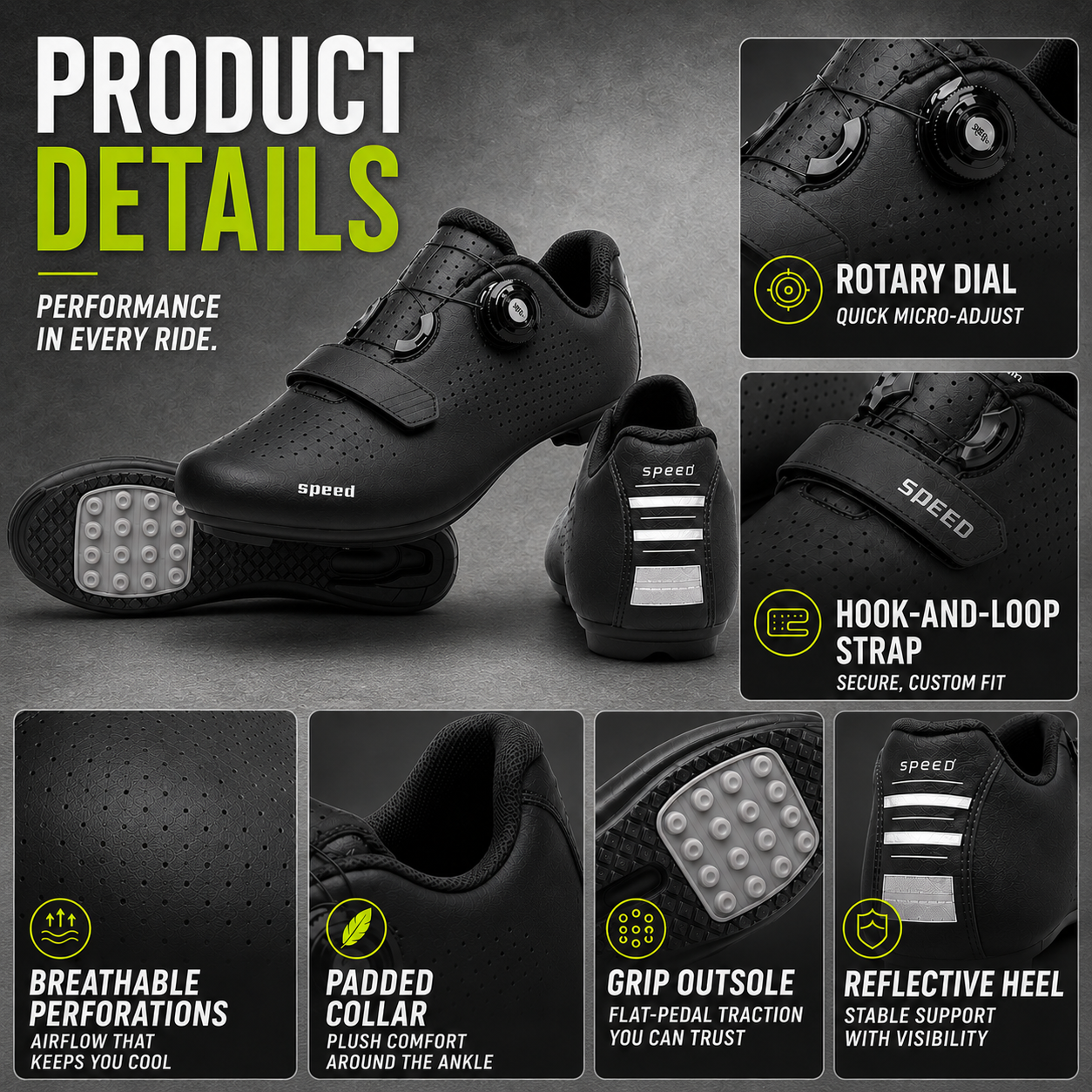 Celrien | Velodrix Cleat-Free Flat Pedal Cycling Shoe