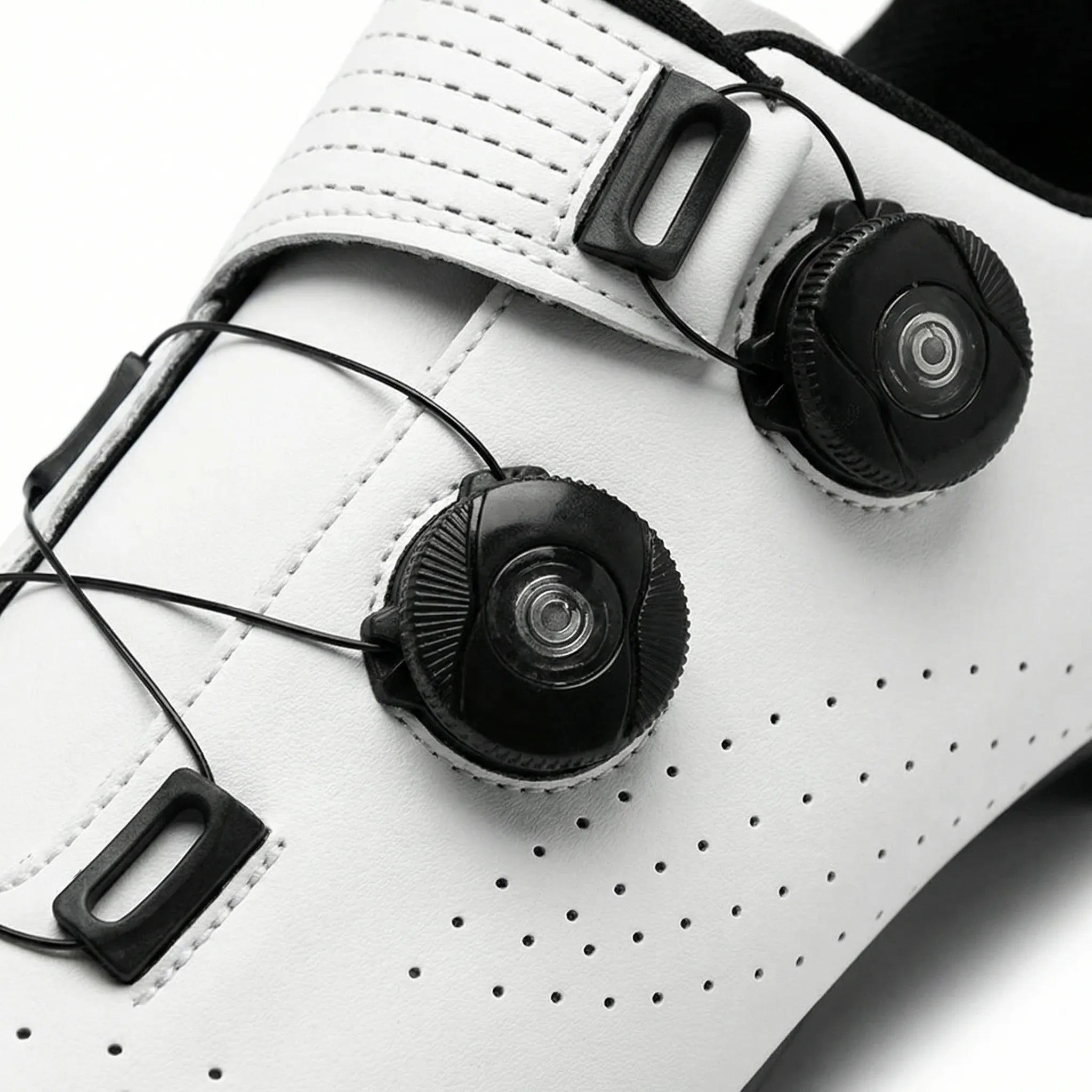 Dual dial cycling shoe with breathable upper and adjustable fit for road and mountain biking