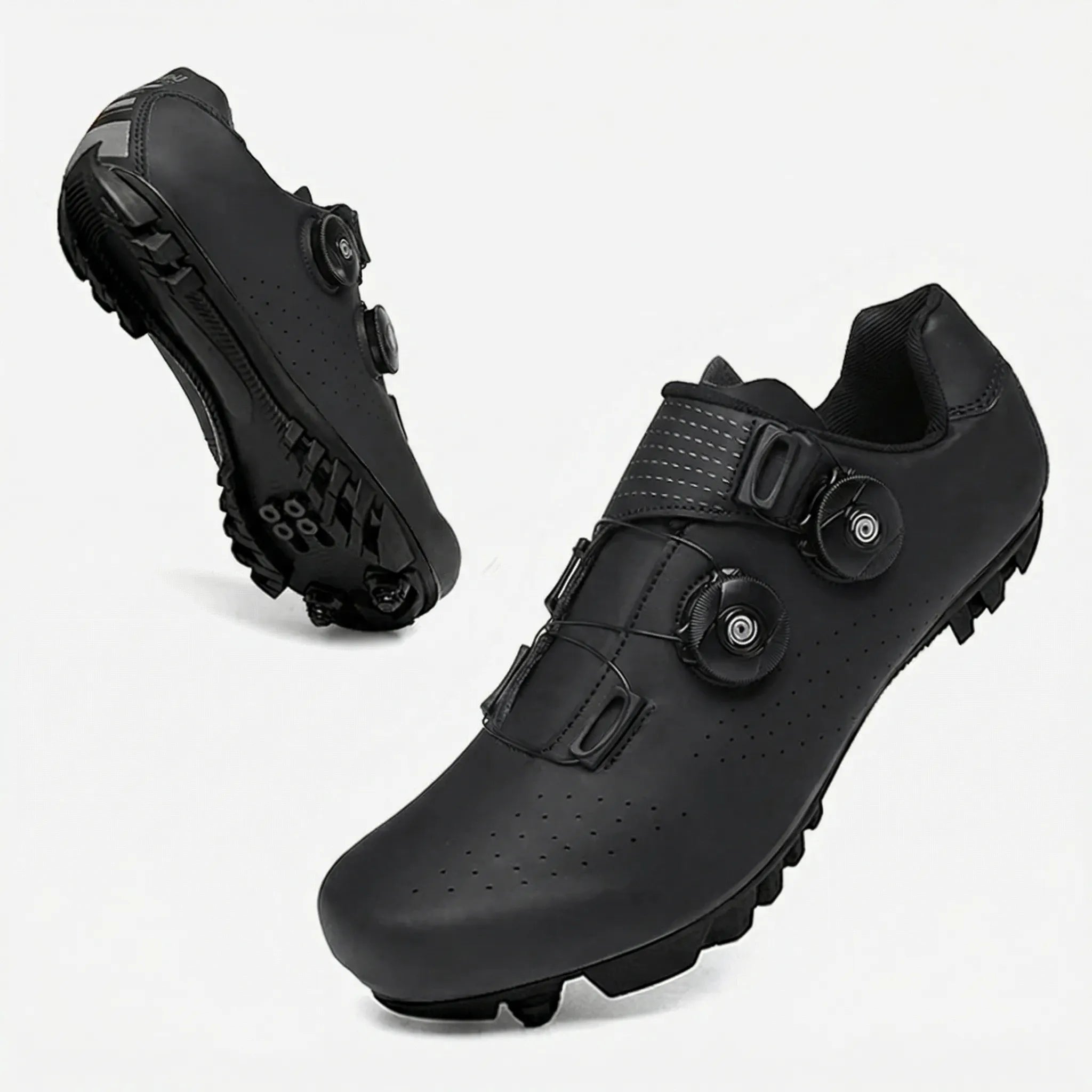 Dual dial cycling shoe with breathable upper and adjustable fit for road and mountain biking