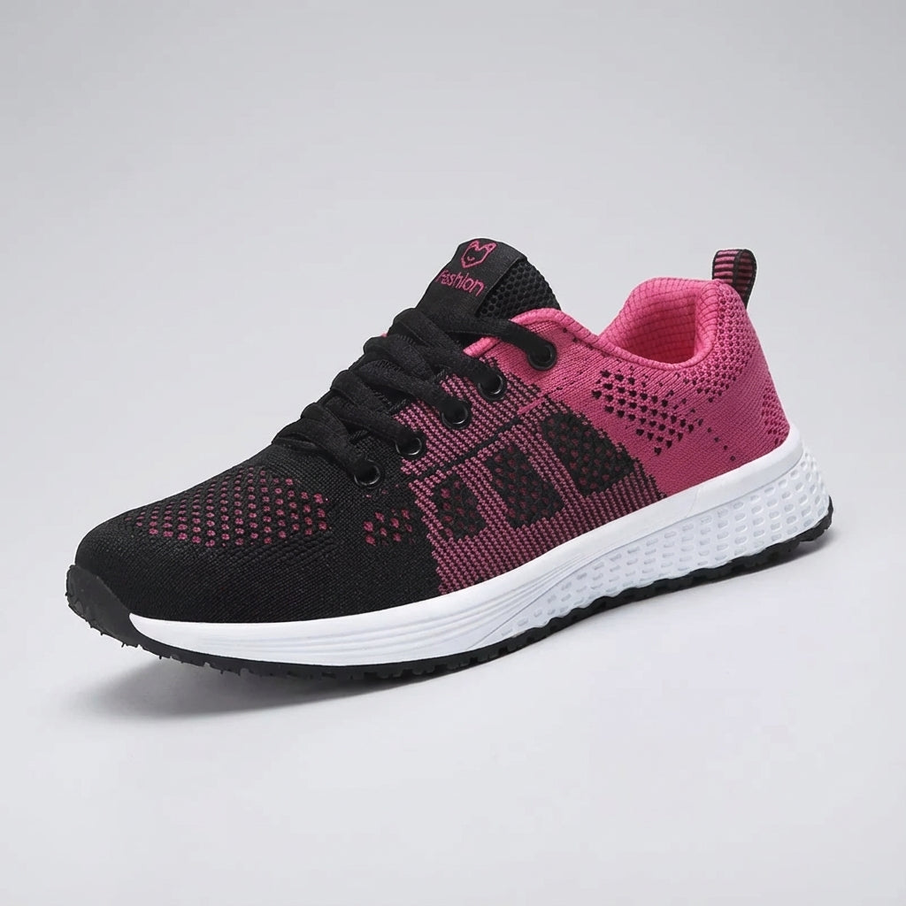 Women's low cut sport shoe with breathable mesh upper and cushioned sole