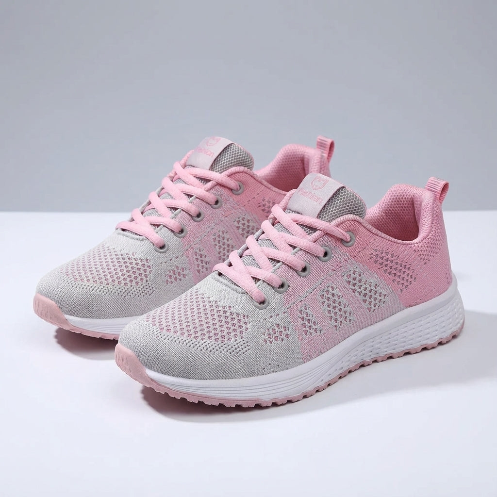 Women's low cut sport shoe with breathable mesh upper and cushioned sole