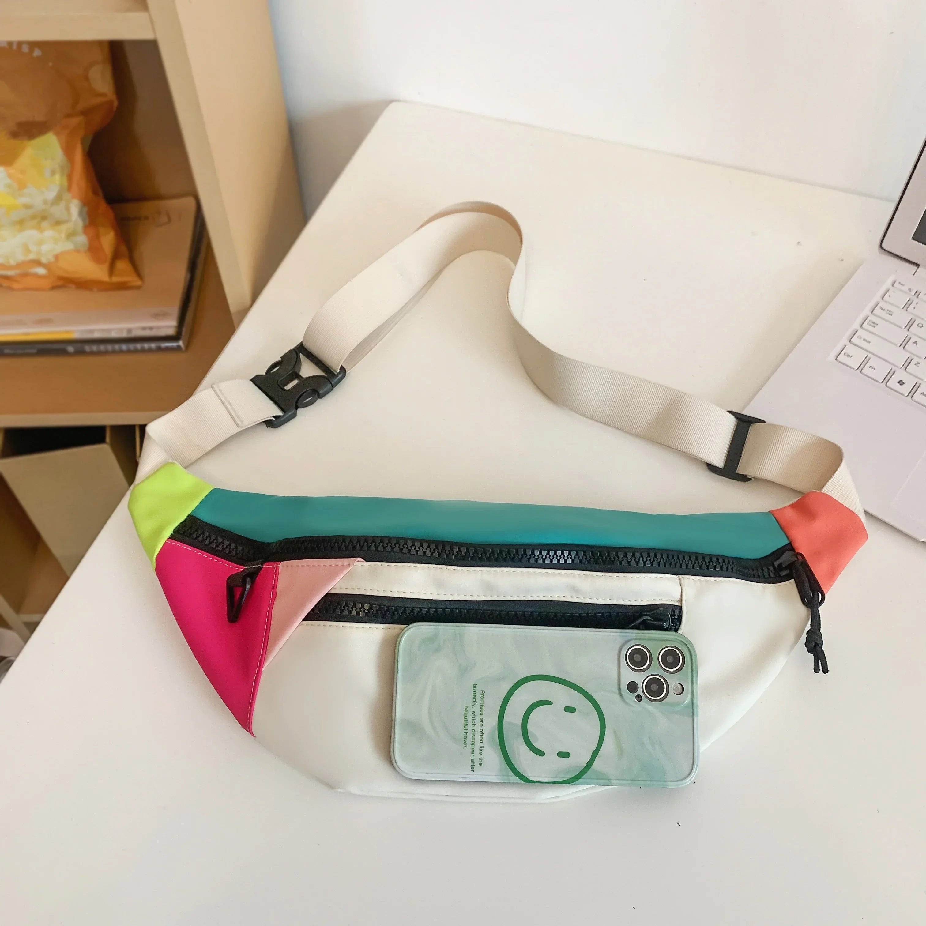 Casual nylon crossbody sling bag with zippered pockets
