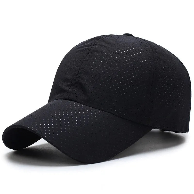 Breathable perforated baseball cap with structured visor for men and women