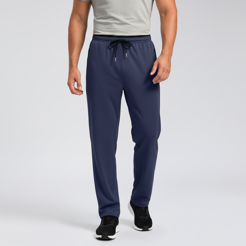 Men's athletic joggers with elastic waistband and zip pockets
