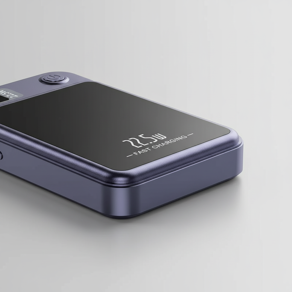 Magnetic wireless power bank with built-in cables and digital display