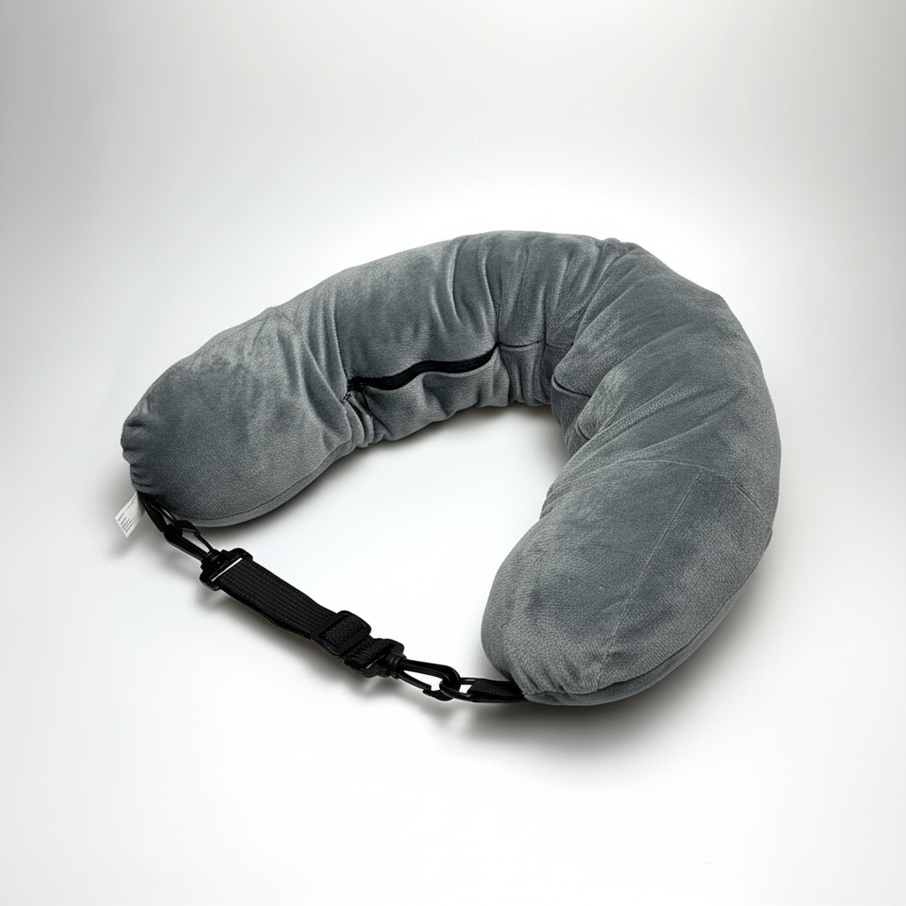 Travel accessories neck pillow with adjustable support and storage pouch