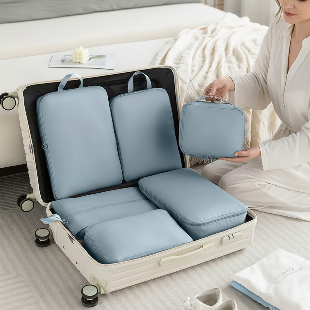 Travel accessories packing cubes with water-resistant fabric