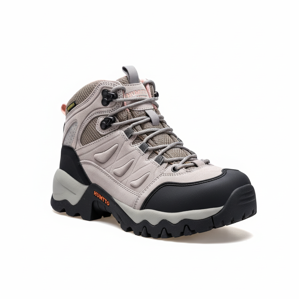 Water resistant hiking boot with cushioned insole and durable rubber traction