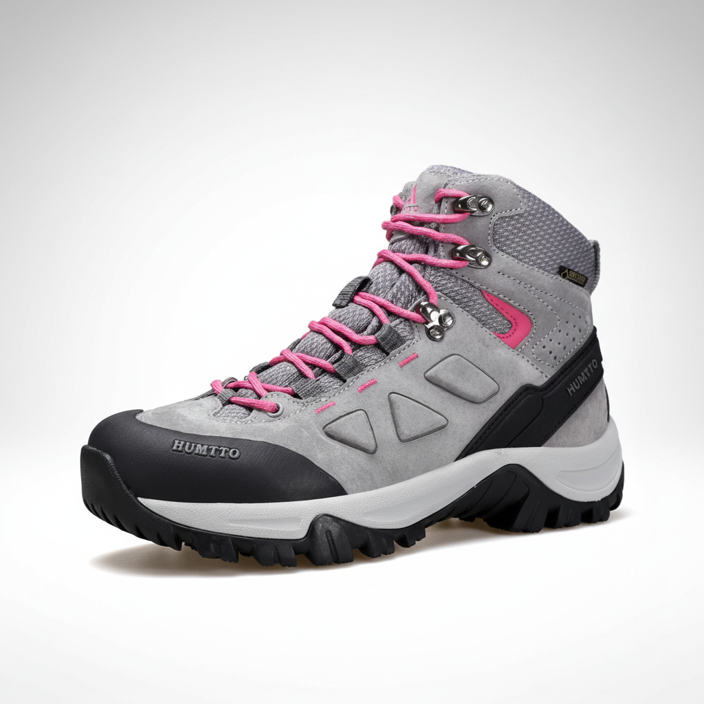 Water resistant hiking boot with cushioned insole and durable rubber traction