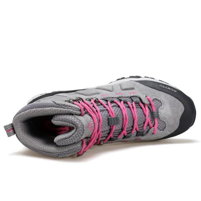 Water resistant hiking boot with cushioned insole and durable rubber traction