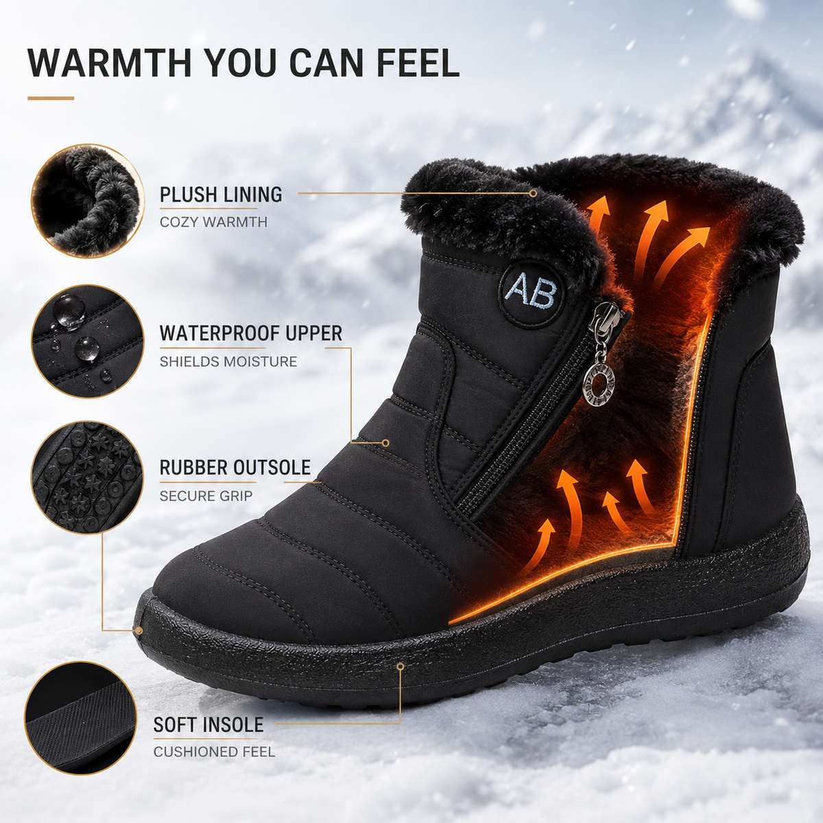 Celrien | Waterproof Ankle Winter Boots